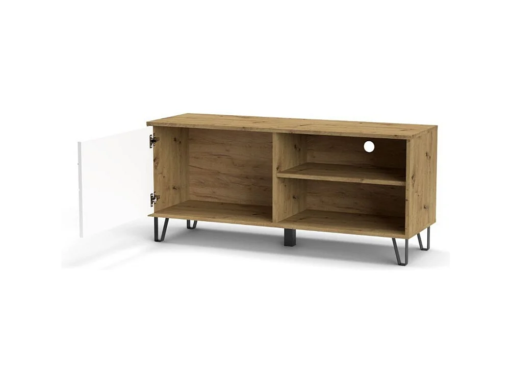 Mobile porta Tv 1 anta e vano a giorno BolloBO01B 123x40x55H colore rovere bianco