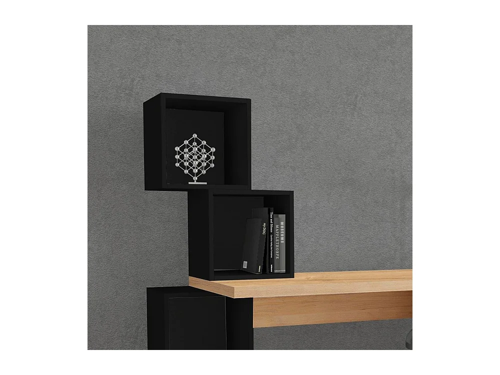 Scrivania con libreria Balance 153,5x60x140 colore rovere e nero