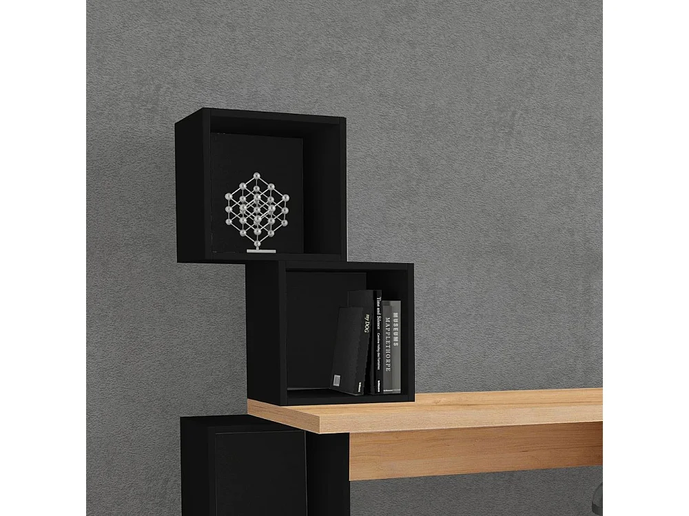 Scrivania con libreria Balance 153,5x60x140 colore rovere e nero