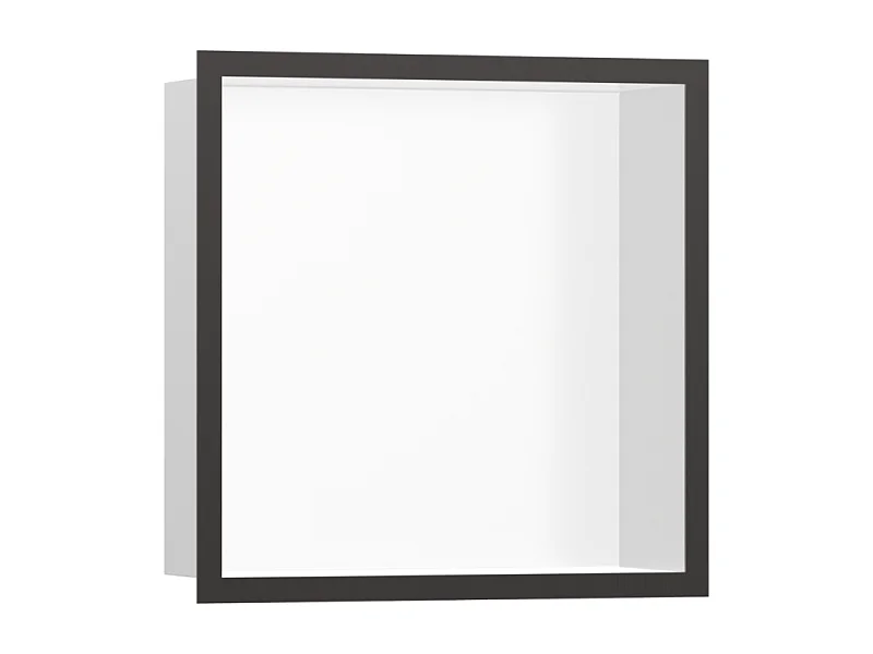 Niche murale fond blanc HANSGROHE XtraStoris cadre noir chromé brossé