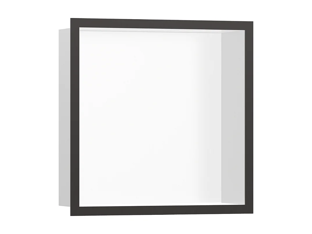 Niche murale fond blanc HANSGROHE XtraStoris cadre noir chromé brossé
