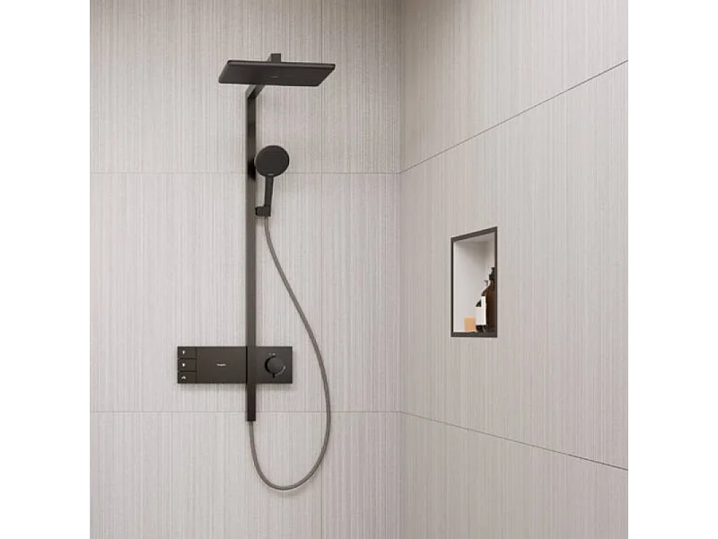 Niche murale fond blanc HANSGROHE XtraStoris cadre noir chromé brossé