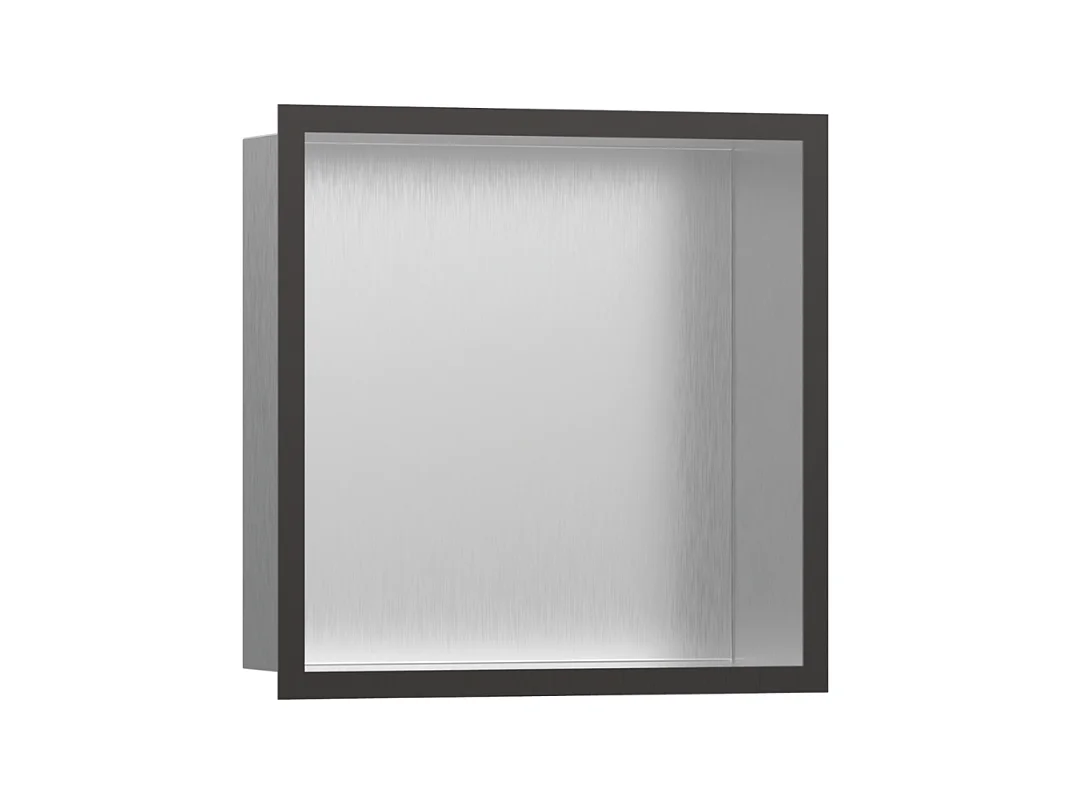 Niche murale fond acier HANSGROHE XtraStoris cadre noir chromé brossé