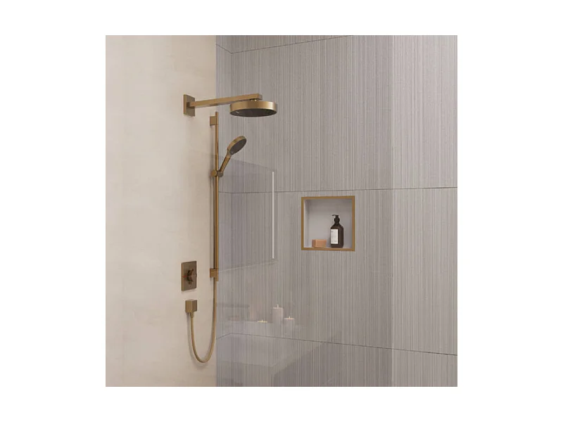 Niche murale fond blanc HANSGROHE XtraStoris cadre bronze brossé