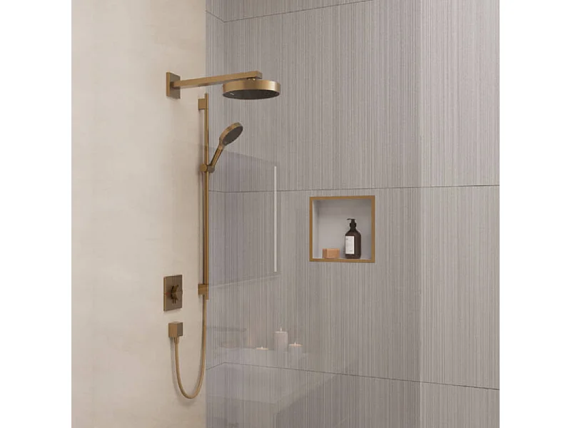 Niche murale fond blanc HANSGROHE XtraStoris cadre bronze brossé