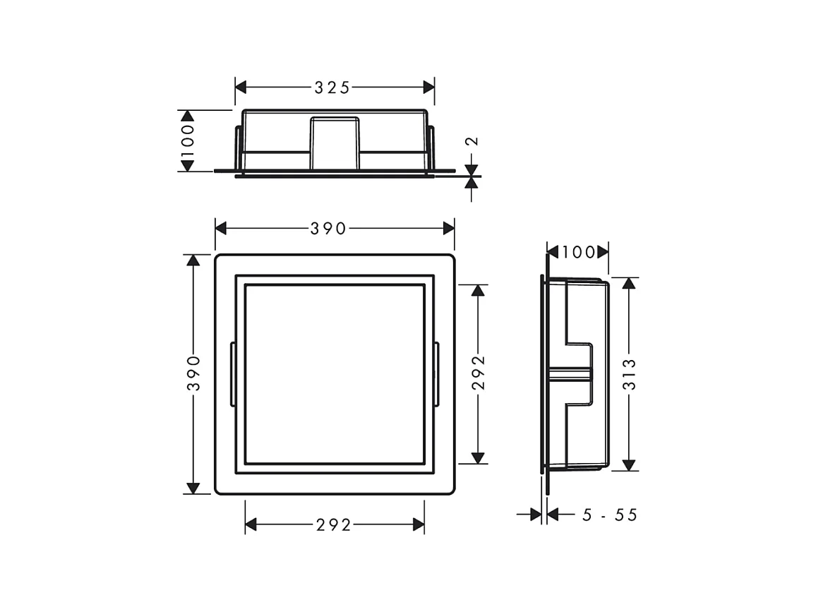 Niche murale fond acier HANSGROHE XtraStoris cadre blanc mat