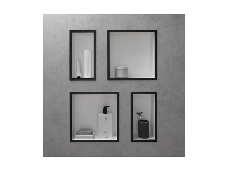 Niche murale fond blanc HANSGROHE XtraStoris cadre noir mat