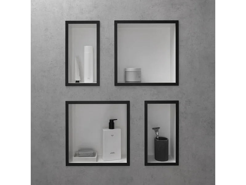 Niche murale fond blanc HANSGROHE XtraStoris cadre noir mat