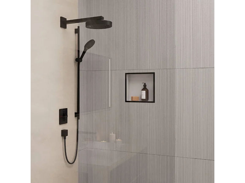 Niche murale fond blanc HANSGROHE XtraStoris cadre noir mat