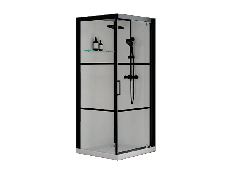 Cabine de douche complète carré Brooklyn factory noire 90