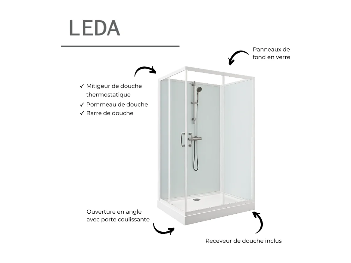 Cabine de douche 90 cm LEDA Iziglass 2 carrée