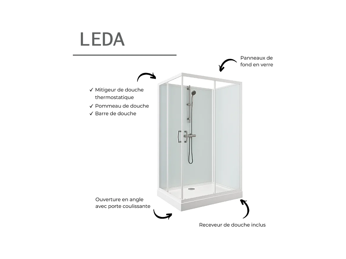 Cabine de douche 80 cm LEDA Iziglass 2 carrée