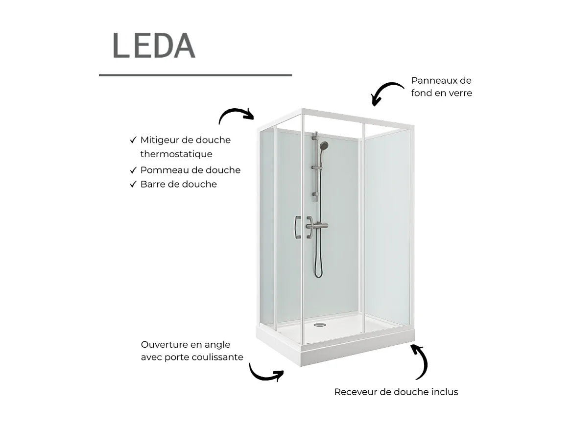 Cabine de douche 80 cm LEDA Iziglass 2 carrée