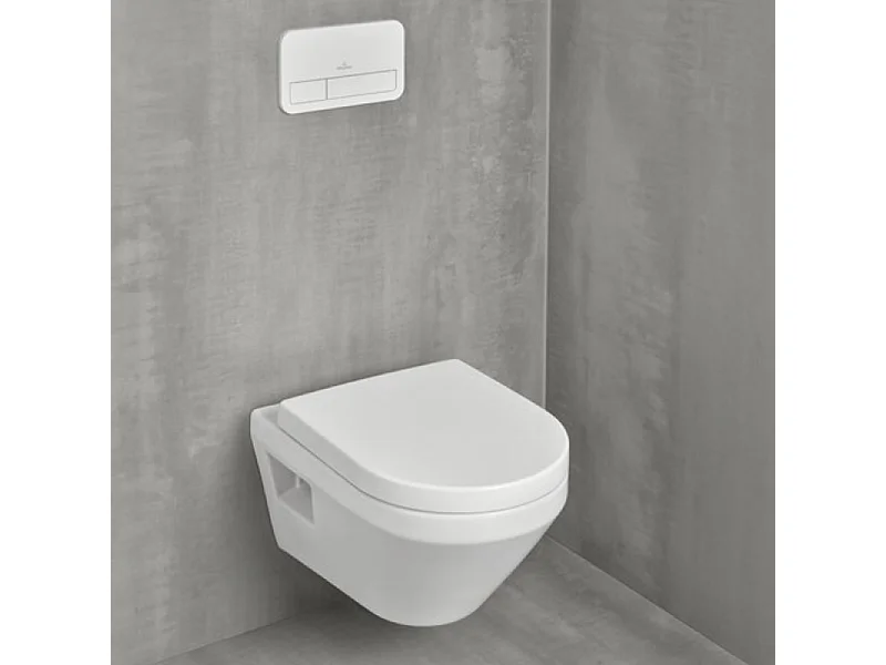 Pack WC suspendu sans bride Villeroy & Boch Architectura Twistflush [e³] rond + bâti-support sol et mur + plaque chrome brillant