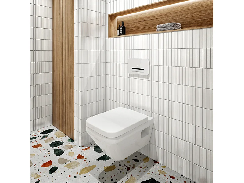 Pack WC suspendu sans bride Villeroy & Boch Architectura Twistflush [e³] rectangle + bâti-support ViConnect + plaque chrome mat