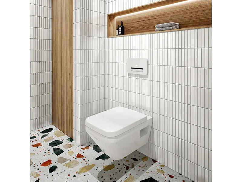 Pack WC suspendu sans bride Villeroy & Boch Architectura Twistflush [e³] rectangle + bâti-support sol et mur + plaque noir