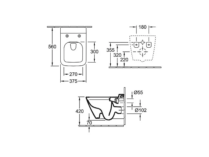 Pack WC suspendu sans bride VILLEROY ET BOCH Finion + abattant + plaque blanche + bâti