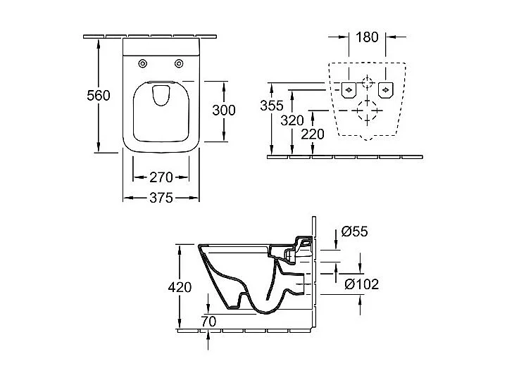 Pack WC suspendu sans bride VILLEROY ET BOCH Finion + abattant + plaque blanche + bâti