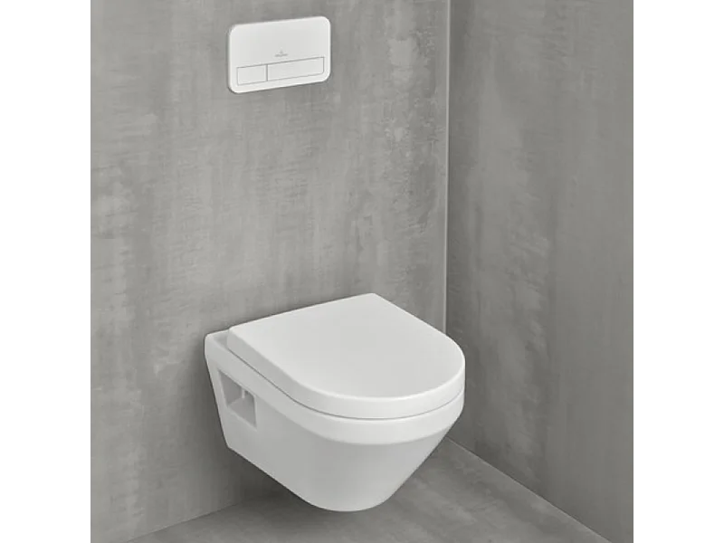 Pack WC suspendu sans bride Villeroy & Boch Architectura Twistflush [e³] rond + bâti-support ViConnect + plaque chrome brillant