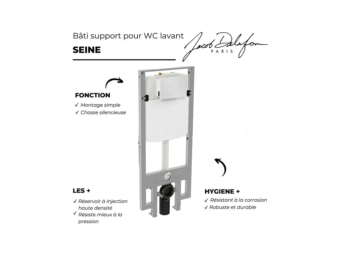 Pack WC lavant sans bride JACOB DELAFON Seine avec télécommande + bâti support