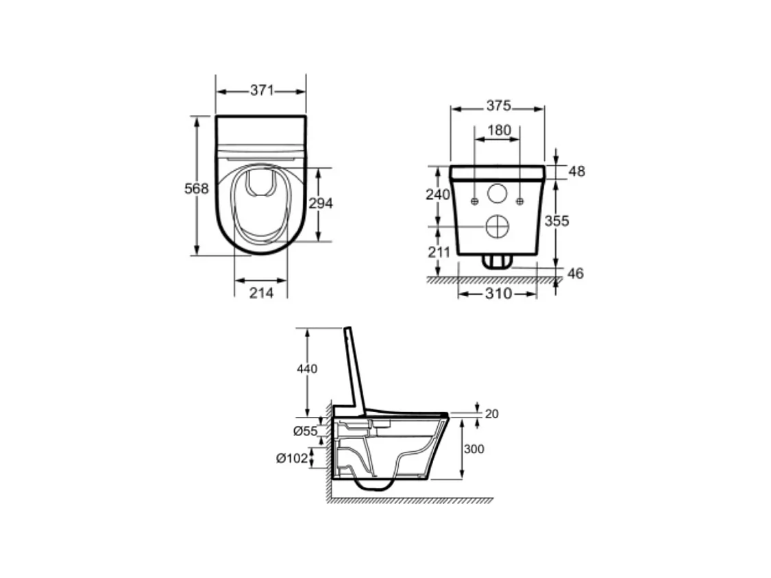 Pack WC lavant sans bride JACOB DELAFON Seine avec télécommande + bâti support