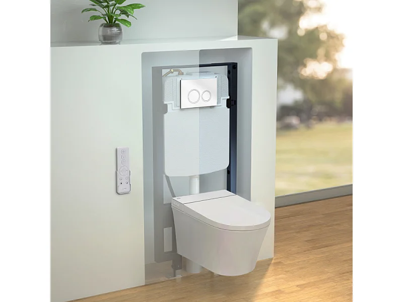 Pack WC lavant sans bride JACOB DELAFON Seine avec télécommande + bâti support