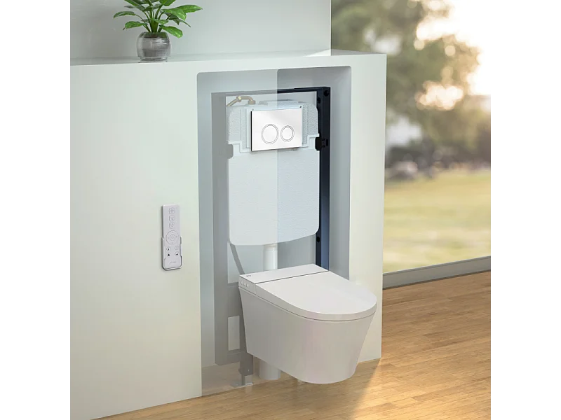 Pack WC lavant sans bride JACOB DELAFON Seine avec télécommande + bâti support