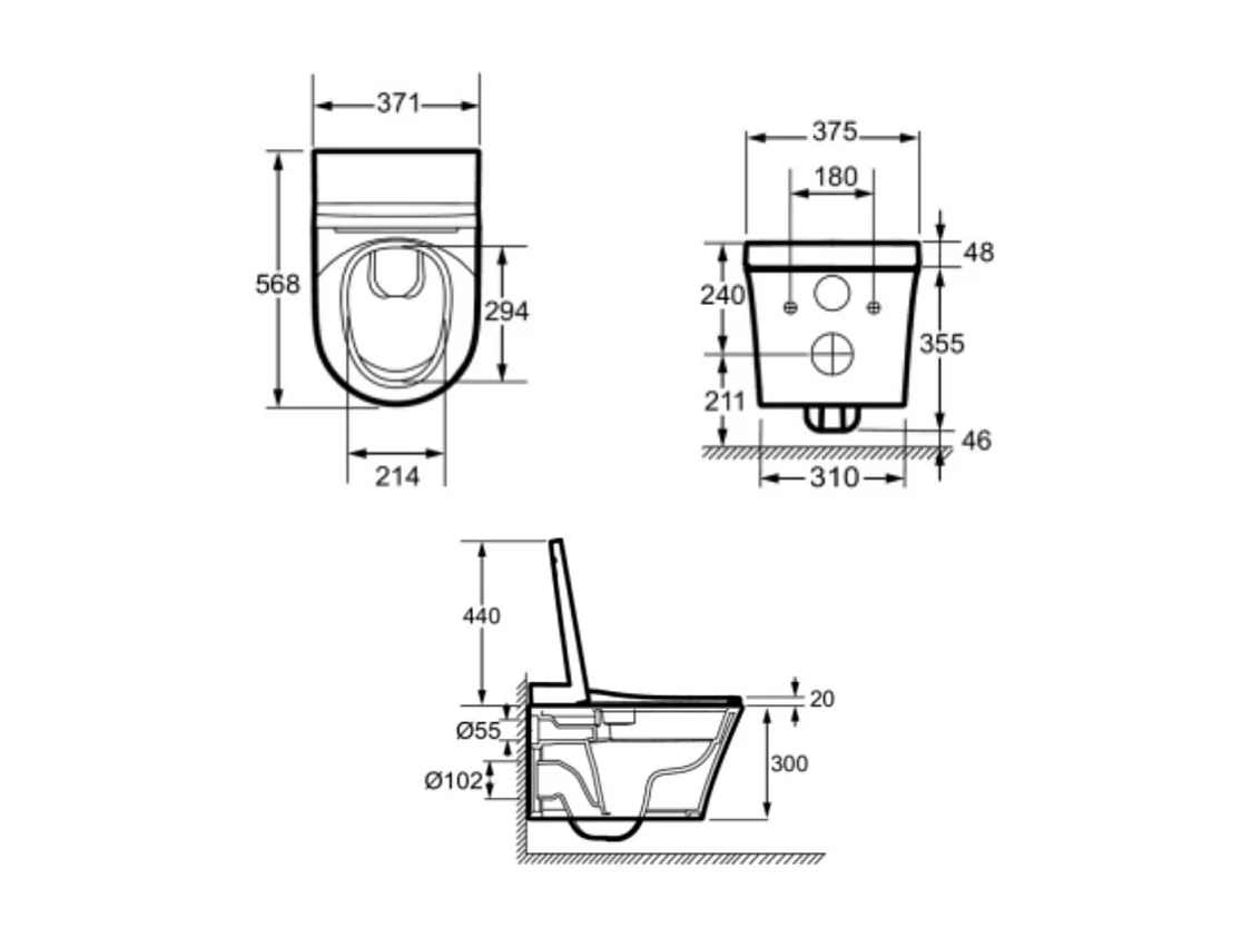 Pack WC lavant sans bride JACOB DELAFON Seine avec télécommande + bâti support