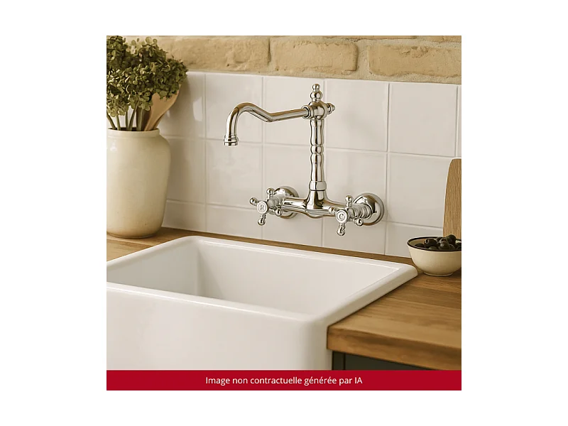 Mélangeur de cuisine mural bec rétro PAINI Tiffany Chromé