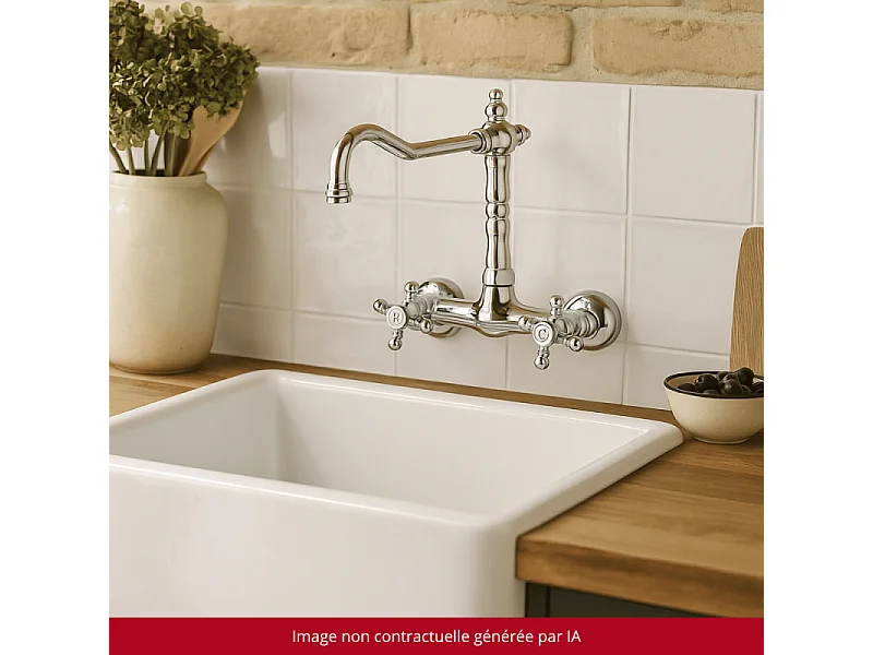 Mélangeur de cuisine mural bec rétro PAINI Tiffany Chromé