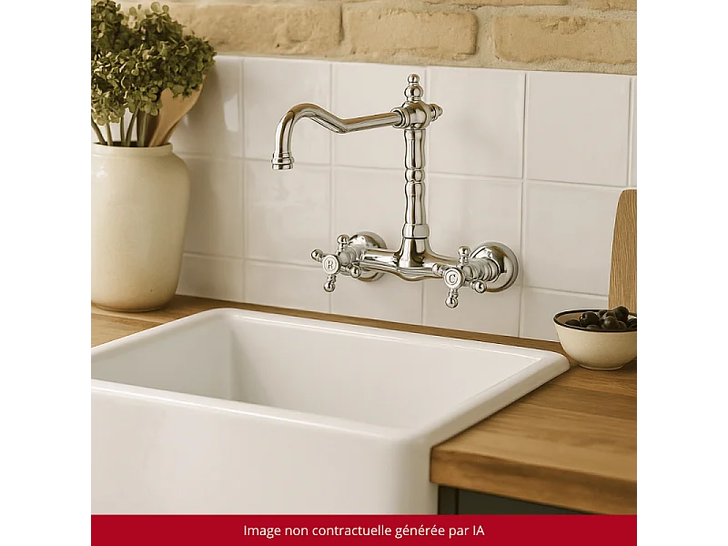 Mélangeur de cuisine mural bec rétro PAINI Tiffany Chromé