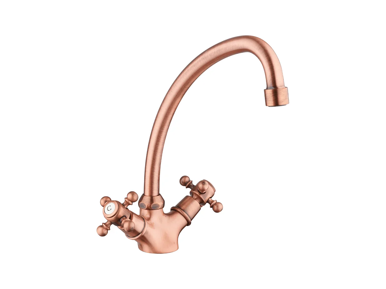Mélangeur de cuisine bec col de cygne mobile PAINI Tiffany Cuivre