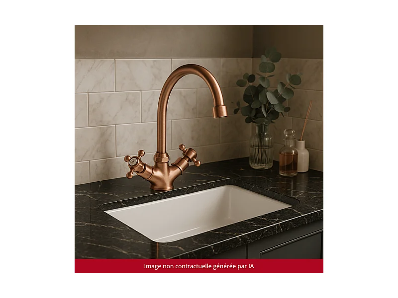Mélangeur de cuisine bec col de cygne mobile PAINI Tiffany Cuivre