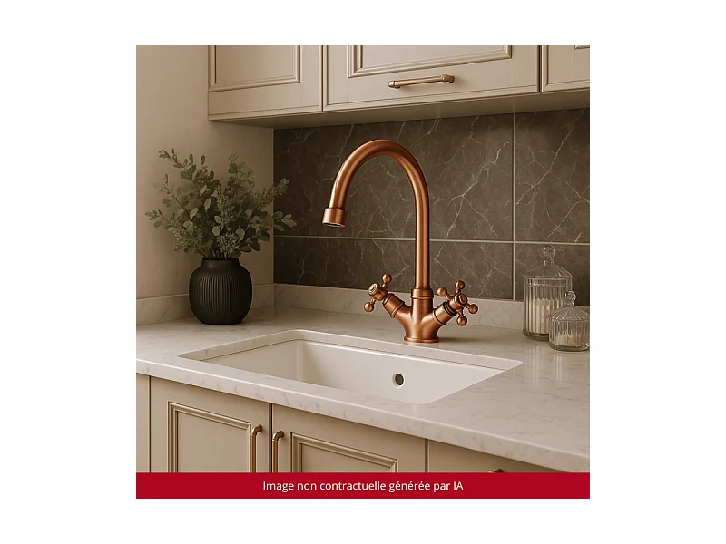 Mélangeur de cuisine bec col de cygne mobile PAINI Tiffany Cuivre