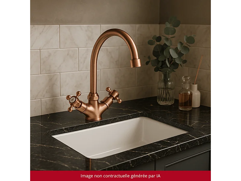Mélangeur de cuisine bec col de cygne mobile PAINI Tiffany Cuivre