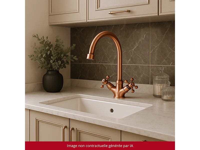 Mélangeur de cuisine bec col de cygne mobile PAINI Tiffany Cuivre