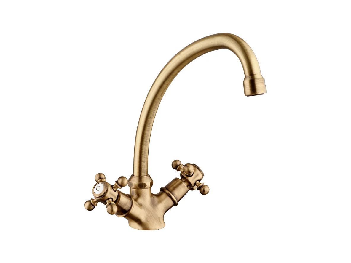Mélangeur de cuisine bec col de cygne mobile PAINI Tiffany Vieux Bronze