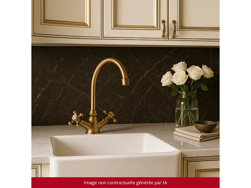 Mélangeur de cuisine bec col de cygne mobile PAINI Tiffany Vieux Bronze