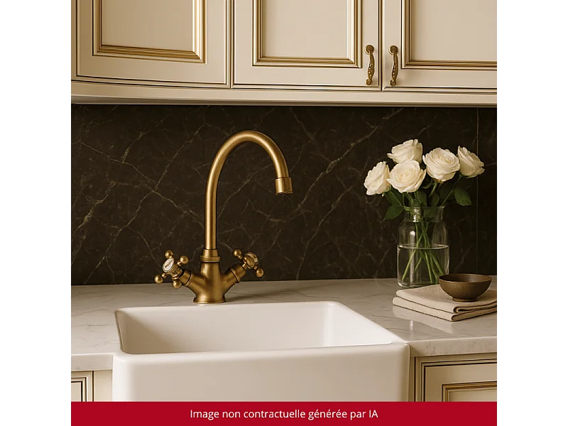 Mélangeur de cuisine bec col de cygne mobile PAINI Tiffany Vieux Bronze