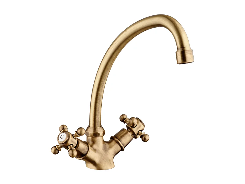 Mélangeur de cuisine bec col de cygne mobile PAINI Tiffany Vieux Bronze