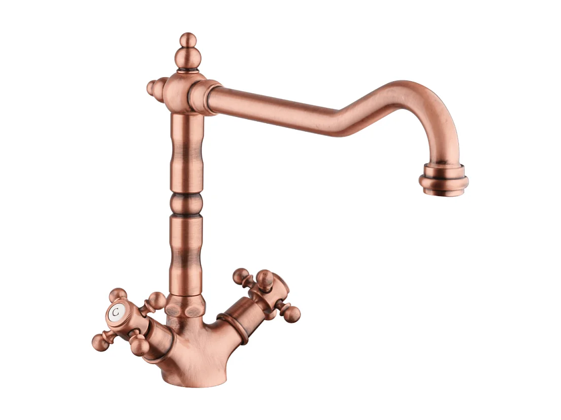 Mélangeur de cuisine bec rétro mobile PAINI Tiffany Vieux Cuivre
