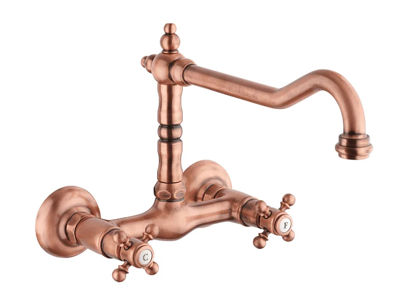 Mélangeur de cuisine mural bec rétro PAINI Tiffany Cuivre