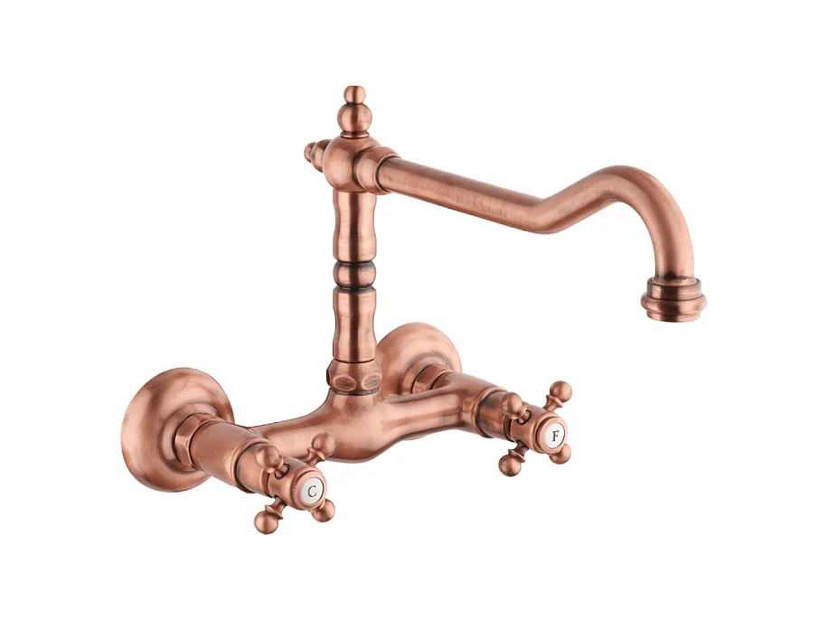 Mélangeur de cuisine mural bec rétro PAINI Tiffany Cuivre