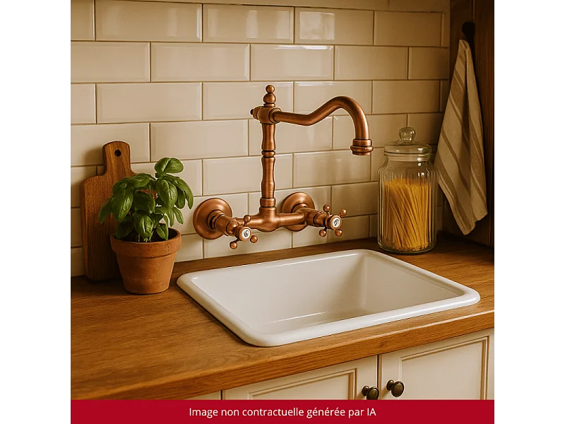 Mélangeur de cuisine mural bec rétro PAINI Tiffany Cuivre