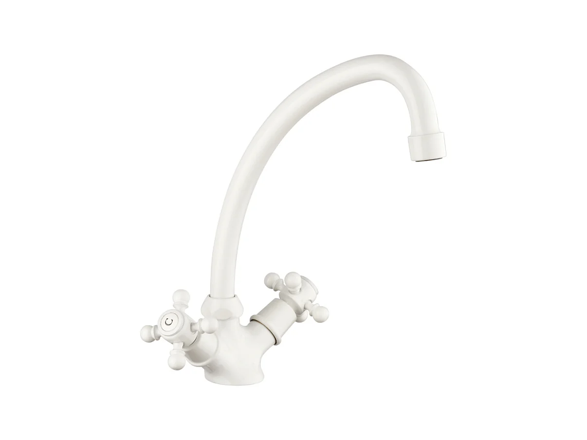 Mélangeur de cuisine bec col de cygne mobile PAINI Tiffany Blanc