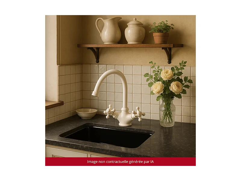 Mélangeur de cuisine bec col de cygne mobile PAINI Tiffany Blanc