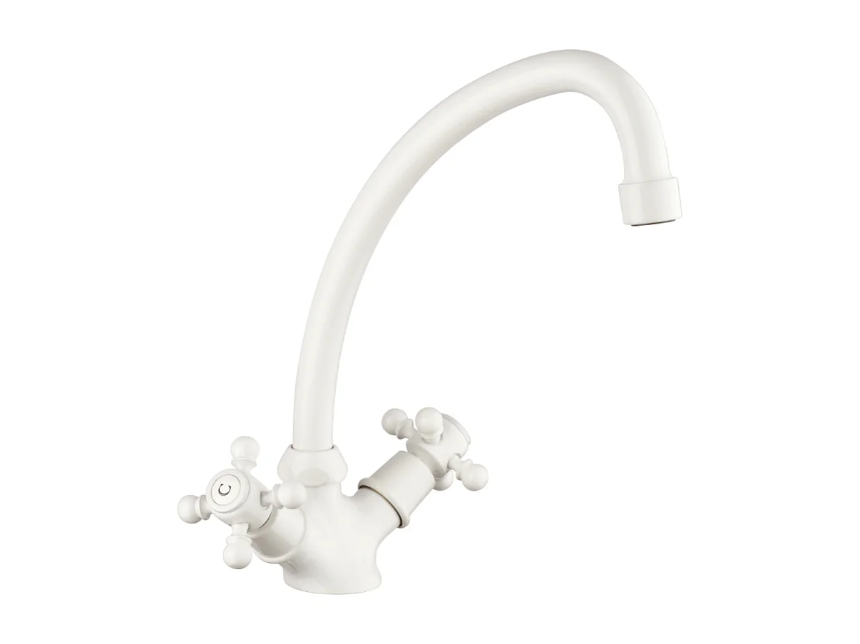 Mélangeur de cuisine bec col de cygne mobile PAINI Tiffany Blanc