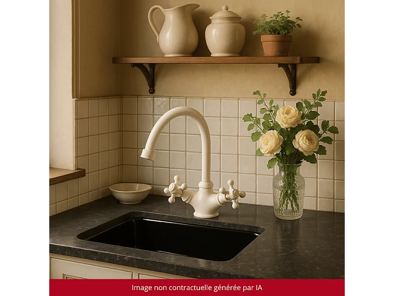 Mélangeur de cuisine bec col de cygne mobile PAINI Tiffany Blanc