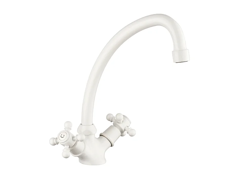 Mélangeur de cuisine bec col de cygne mobile PAINI Tiffany Blanc