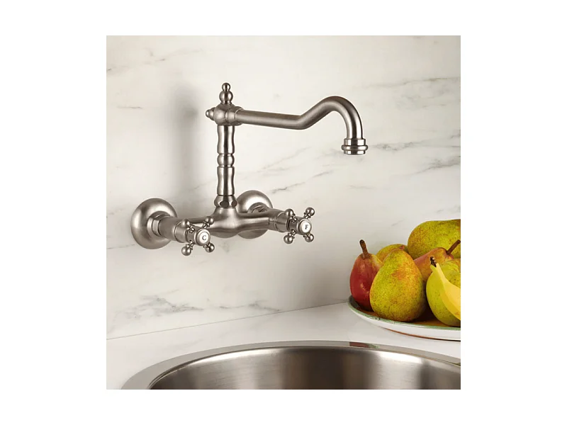 Mélangeur de cuisine mural bec rétro PAINI Tiffany Gris Acier